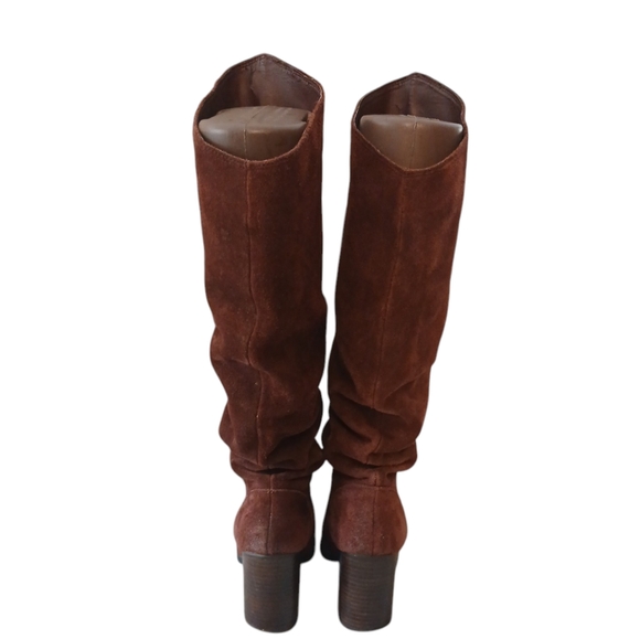 Steve Madden Savas Tall Suede Slouch Boots Burgundy Knee High Heeled Boot 6 - Picture 6 of 11